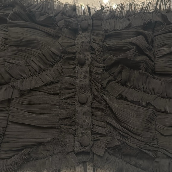 ASOS D E S I G N black chiffon crop balloon ruffle mixed print made in India 4 - Picture 11 of 13